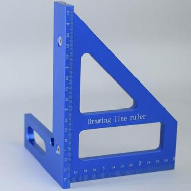 Imagem de Régua de medição multiângulo 3D 45/90 graus de liga de alumínio para marcenaria transferidor para engenheiro e marceneiro azul