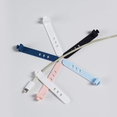 Imagem de 25 peças de abraçadeiras de silicone, laços de gerenciamento de organizadores de cabos reutilizáveis, fita organizadora multiuso para fone de ouvido, computador, carregador - casa, escritório, escola