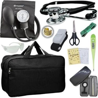 Imagem de Kit Bolsa Cores Aparelho de Pressao Esfigmomanometro Estetoscópio Inco