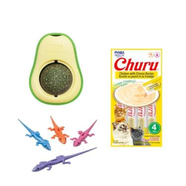 Imagem de Kit Completo Gato Catnip Abacate + 4 Lagartixas + Petisco Saudável (Padrão, Frango com Queijo)