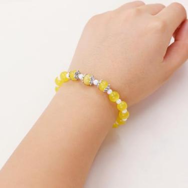 Imagem de Pulseira feminina de pedra olho de gato de 8 mm joia elástica de cristal natural para sucesso e riqueza esposa amigas joias de aniversário de Natal SA4981, adjustable, Pedra Vidro, Sem Pedra Preciosa