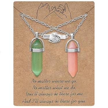 Imagem de Colar para 2 pingentes de cristal para melhor amigo, colar combinando com pingente de amizade, presente para casais, One Size, Metal, Sem Pedra Preciosa