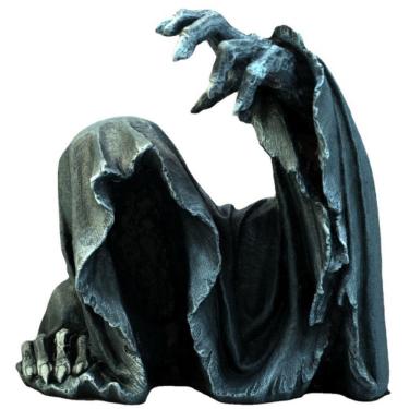 Imagem de Escultura em resina Grim Reaper, meio corpo, com capuz escuro, 15 cm