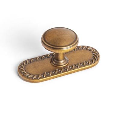 Imagem de Goo-Ki Puxadores de armário de latão antigo com placa traseira/espaçador de ferragens de cozinha de liga de zinco - pacote com 6 puxadores de gaveta de barra de furo único vintage bronze retrô latão