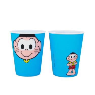 Imagem de Jogo 2 Copos Plástico Cascão Azul 400Ml Turma Da Mônica