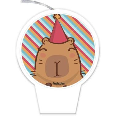 Imagem de Vela para Aniversario Capivara Plana - Festcolor