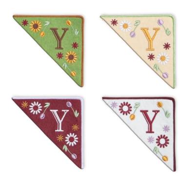 Imagem de TenDawn Marca de canto bordada personalizada, pacote com 4, canto de marcador de página de feltro inicial, presente para amantes de livros