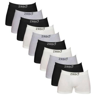 Imagem de Kit 10 Cueca Boxer Zrbo de Algodão Masculina Varias Cores, GG, Sortido