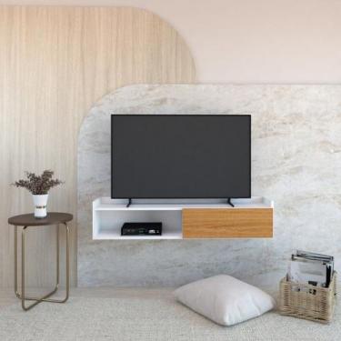 Imagem de Rack Suspenso para TV 50 Polegadas Atena Branco/Freijó - DRD, Branco/F