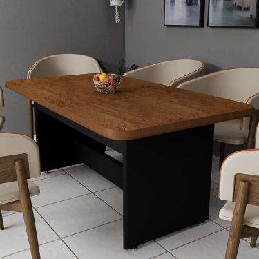 Imagem de Mesa De Jantar Cozinha Retangular 6 Lugares Tampo MDF Nature