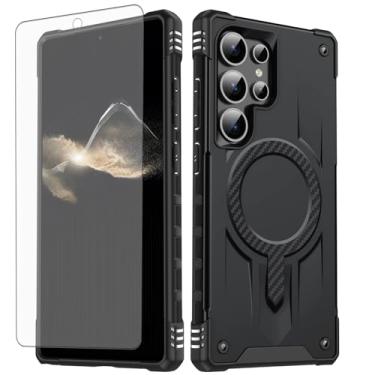 Imagem de Furill Capa de celular para Samsung Galaxy S25 Ultra 5G Magsafe protetor de tela de vidro temperado capa de celular resistente à prova de choque resistente proteção magnética S25Ultra 25S S 25 25Ultra