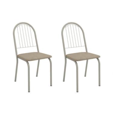 Imagem de Kit 2 Cadeiras De Cozinha Noruega 2c077nk Aço 2 Un Niquel-linho Bege Fendi - Kappesberg