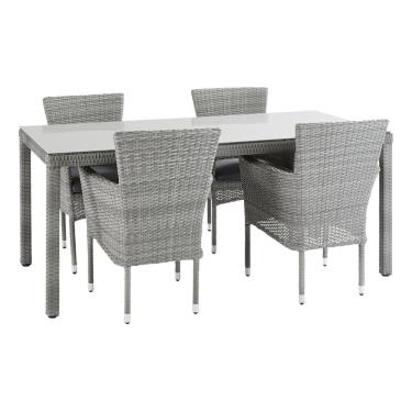 Imagem de Conjunto De Jardim Aluminio Cinza 5 Pecas Mesa E 4 Cadeiras