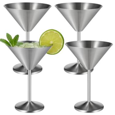 Imagem de Conjunto de 4 taças de vinho de aço inoxidável de 500 ml, design de camada única, banhadas a cobre, inquebráveis, elegantes taças de coquetel