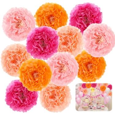 Imagem de Flores de papel 12 peças, flores artificiais gigantes feitas à mão, decorações de várias camadas, decorações florais para festas de casamento, grandes, suprimentos de pano de fundo reutilizáveis