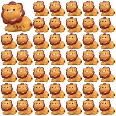 Imagem de 50 mini animais de resina a granel – Conjunto variado de estatuetas de leão pequenas, figuras de resina para decoração de casa e artesanato criativo DIY