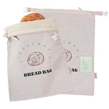 Imagem de ORORIN Sacos de pão de cera de abelha para fermento, sacos reutilizáveis de linho encerado para pão caseiro, recipiente de armazenamento de pão para manter fresco, sacos de freezer com zíper