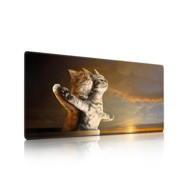 Imagem de Tapete de rato engraçado Titanic com cena do pôr do sol - Tapete de mesa antiderrapante grande para escritório, PC e laptop - 90 x 39,9 x 3 mm