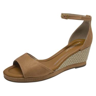 Imagem de Sandália Feminina Anabela Média Macia Ajustável Piccadilly