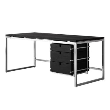 Imagem de Mesa de trabalho Mesa de escritório moderna com estrutura aço inoxidável, estação trabalho escrita em estilo industrial armário arquivo suspenso(M)