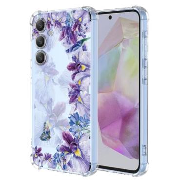 Imagem de WEIOUHR Capa para Galaxy A35 5G Samsung A35 5G design de impressão de íris TPU macio transparente, resistente a choques e arranhões, para Samsung Galaxy A35 5G (roxo íris)