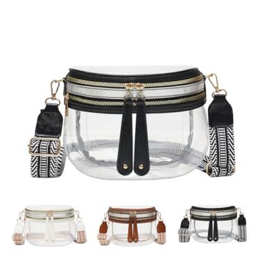 Imagem de Bolsa transparente para bumbum, pochetes para mulheres, bolsa transparente para eventos de estádio e concertos esportivos com duas alças ajustáveis, Preto, Normal, Bolsa transparente para eventos de