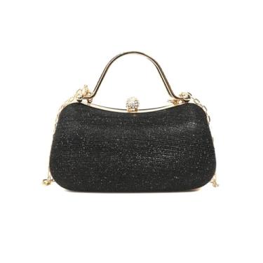 Imagem de SANOVIO Bolsa clutch de strass para mulheres | Bolsa transversal conversível para noite e festa | Namoro de formatura de casamento, Preto - 2