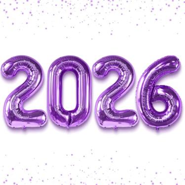 Imagem de Balões gigantes, roxos 2022 - 101 cm | Artigos para festa de ano novo 2022 | Balões roxos de ano novo 2022 para decorações de feliz ano novo 2022 | Decorações de festa de formatura NYE 2022, decorações de festa de formatura