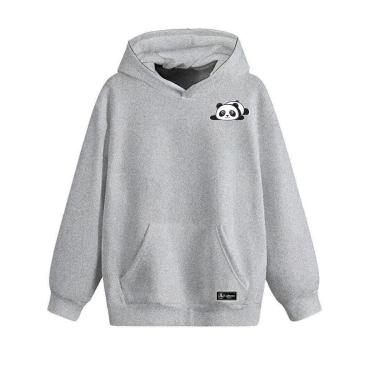 Imagem de Blusão Moletom Canguru Panda Infantil Personalizado com Capuz e Bolso-Unissex