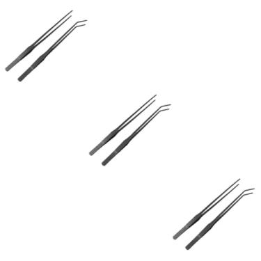 Imagem de 3sets Aquarium Tweezers Set 1 Straight and Crooked Tweezers Plant for Fish Tank Stainless Steel Black 2pcs*3