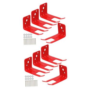 Imagem de Red Wall-Mount Fire Extinguisher Bracket with Slot Hook for Trucks and Walls Heavy-Duty Holder Kit with Screws and Washers for Easy Installation and Instant Access