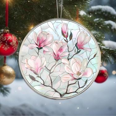 Imagem de Enfeites de Natal, flores de cristal, enfeites de árvore de Natal feitos à mão, decoração de carro e casa - presentes de Natal, decoração de artesanato em acrílico, ideias de troca de presentes para