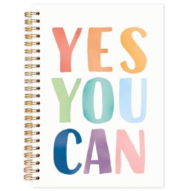 Imagem de Yhtrg Yes You Can Caderno espiral, diário com citações inspiradoras para meninas, cadernos de diário com forro retrô moderno, cadernos motivacionais de capa dura para material escolar de escritório