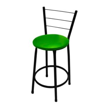 Imagem de Banqueta Média Bistrô 60cm com Encosto | Estrutura Aço Epóxi e Assento Courino | Para Cozinha e Bar(VERDE)