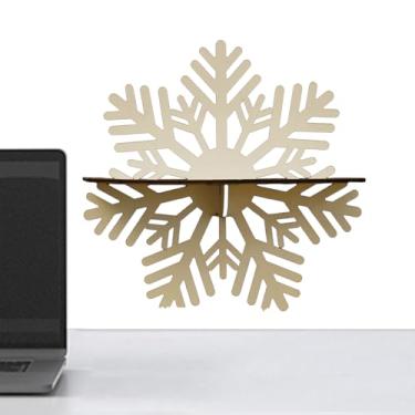 Imagem de Prateleiras flutuantes | Prateleira de madeira para decoração de parede de floco de neve - Suporte de armazenamento oco | para cozinha, berçário, escritório, banheiro, dormitório, planta, garagem