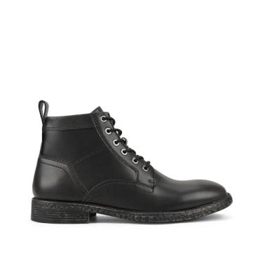 Imagem de FIEEIF Botas masculinas de couro Chukka com cadarço e zíper lateral elegantes e confortáveis, Preto, 41