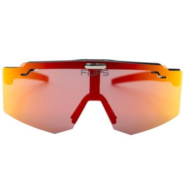 Imagem de Family Tree Remedies Óculos De Sol Esportivos Flip-Up – Viseira Esportiva Retrô Espelhada Uv400 Para Beisebol, Pickleball E Ciclismo (Vermelho)