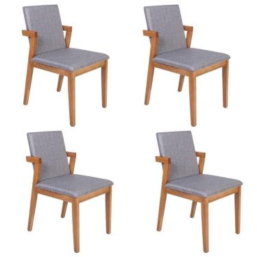 Imagem de Conjunto 4 Cadeiras Estofadas Luna Cinza Escuro
