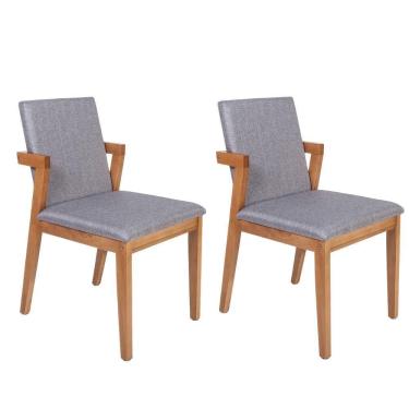 Imagem de Conjunto 2 Cadeiras Estofadas Luna Cinza Escuro