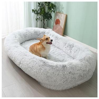 Imagem de LULUMAIC Cama gigante para animais de estimação para humanos, cama de cachorro adulto para humanos, cama de cachorro de tamanho humano, cama de luxo à prova d'água, pufe gigante lavável