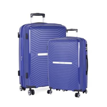 Imagem de Mala de Viagem Polipropileno, Zíper Antifurto, Expansível, Rodas Duplas - Polo King (Azul, Bordo + Grande)