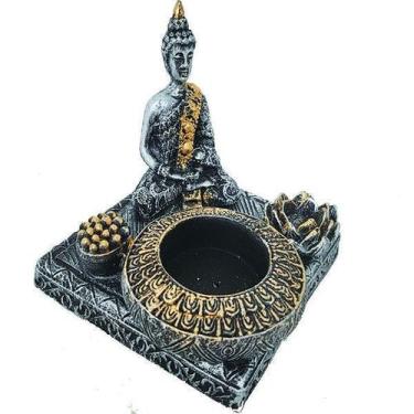 Imagem de Incensário 2 Em 2 E Castiçal Base Buda Zen 13586 - Mana Om By Plat1