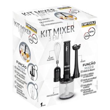 Imagem de Kit Mixer 3 em 1, Processador e Batedor de Alimentos, 200W, 127V, com Lâmina em Aço Inox, Copo 700ml, Velocidade Variável, para Cozinha Doméstica