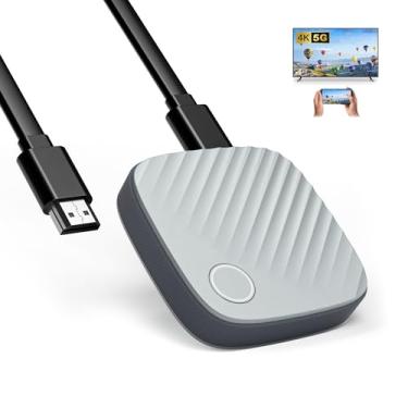 Imagem de Adaptador dongle de exibição HDMI sem fio 4K/5G - Adaptador de tela espelhada para transmissão de vídeo/áudio de iOS/Mac/Android/Windows Laptop Phone para TV/projetor/monitor