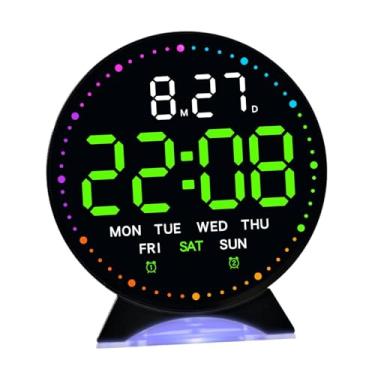 Imagem de IEUDNS Despertador de cabeceira com função de temporizador, decoração para casa, silencioso, visor LED grande, relógio digital, para meninos e meninas, ideal, Preto Verde
