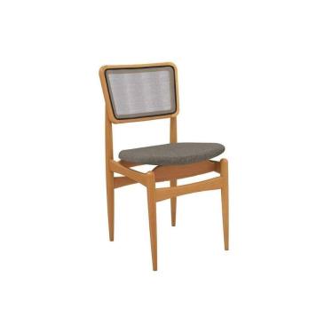 Imagem de Cadeira Sala De Jantar Stela 1cmm013ca Premium Madeira Maciça 1 Un Carvalho-linho Escuro-tela Grafite - Kappesberg