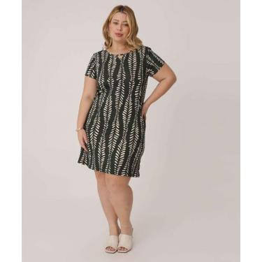 Imagem de Vestido Plus Size Feminino Manga Curta Marisa-65025, G2, Verde