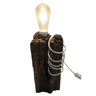 Imagem de Luminária Rústica Mesa Madeira Demolição E27 Bivolt 32x15cm