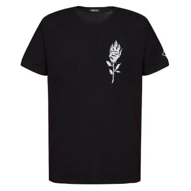 Imagem de Camiseta Replay Masculina Flowers Preta-Masculino