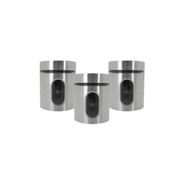 Imagem de Conjunto de 3 Potes em Vidro Com Tampa Inox, Capacidades 870ml, 1260ml e 2130ml, Transparente, Para Armazenamento de Alimentos